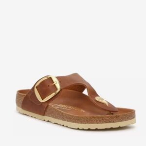 Birkenstock Tan Sandals with Gold Accents